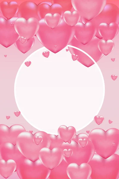 3d vector saint valentine s day pink heart and red dots banner or card on light background. Poster and invitation — ストックベクタ