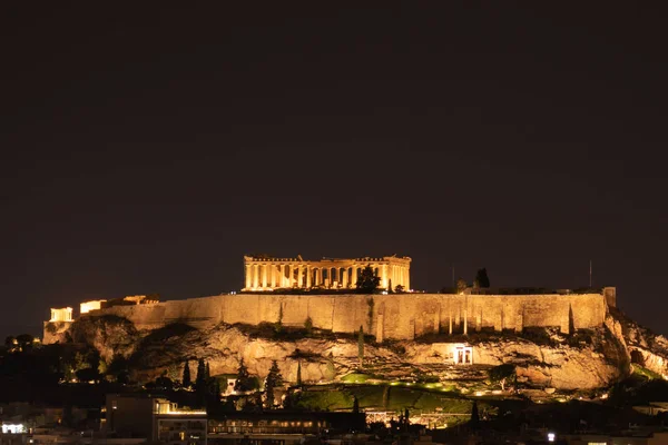 Νυχτερινή Θέα Του Κτηρίου Ακρόπολη Λόφο Φώτα Και Όμορφα Τοπία — Φωτογραφία Αρχείου