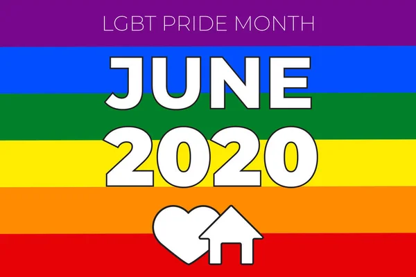 Mois de la fierté LGBT en juin. Lgbtq, drapeau arc-en-ciel lgbtq, lesbiennes, gays, bisexuels, transgenres, queer. Illustration vectorielle. Affiche, carte, bannière et fond . — Image vectorielle