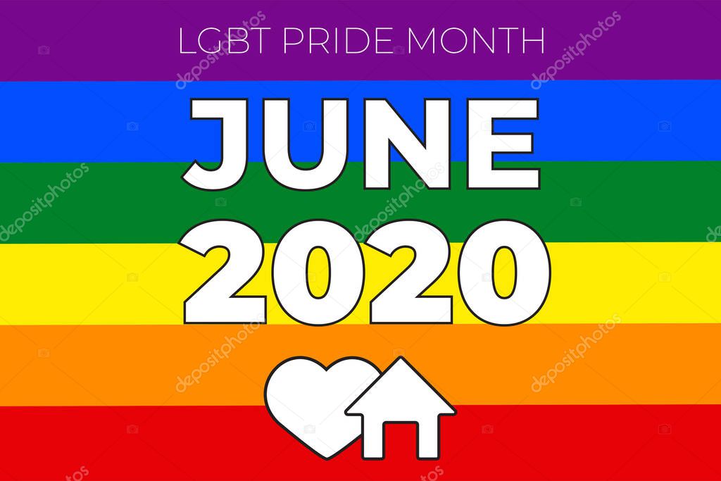 LGBT Pride Month in June. Lgbtq, lgbtq rainbow flag, lesbian, gay, bisexual, transgender, queer. Poster card banner and background