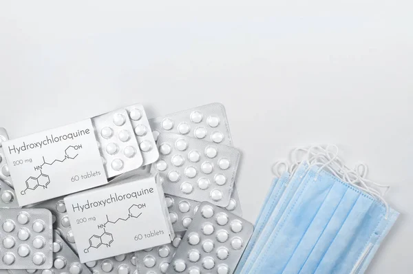 Hydroxychloroquine Als Mogelijke Behandeling Van Het Coronavirus Tabletten Dozen Blisterverpakkingen — Stockfoto