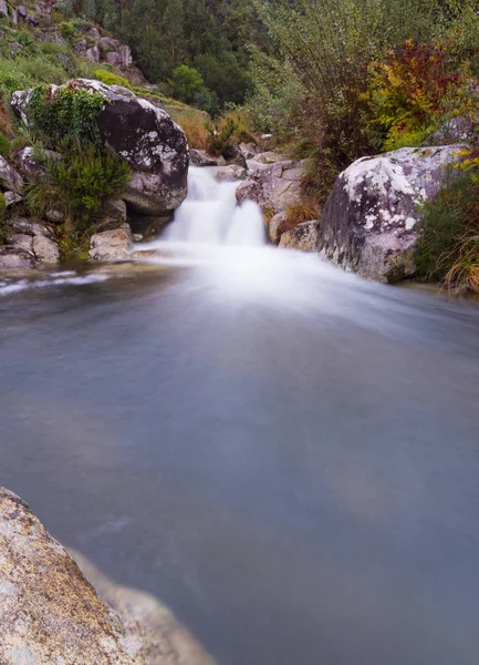 Wilder Fluss mit Wasserfall im Wald — Stockfoto
