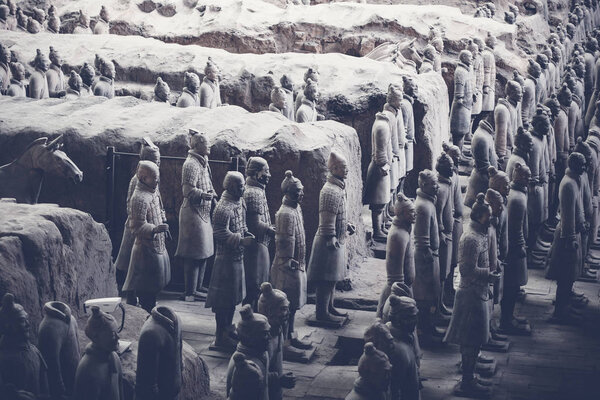 Цинь Терра-Мбаха Воины и кони Фигуры
