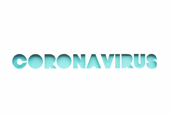 Nápis Koronavirus Vystřižený Bílého Papíru Modrém Texturovaném Papíru — Stock fotografie