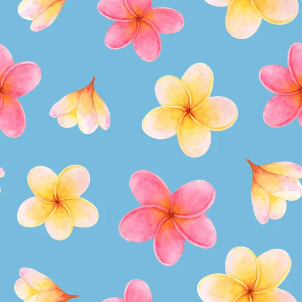 Helles Nahtloses Aquarellmuster Mit Blüten Aus Plumeria Tropisches Design Für — Stockfoto