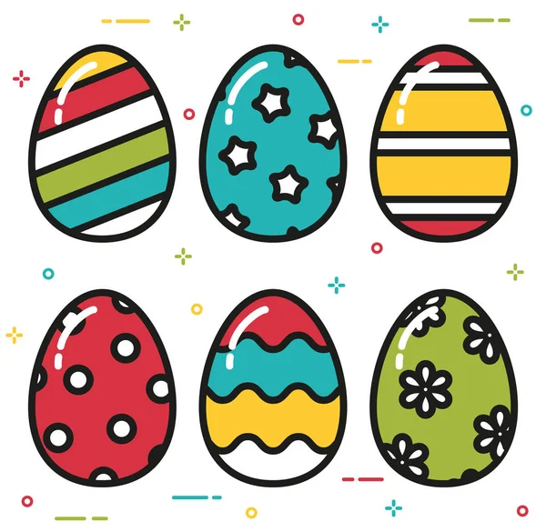 Coloridos huevos de Pascua estilo vector plano — Archivo Imágenes Vectoriales