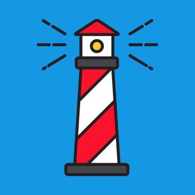 Basit çizgi kırmızı fener düz vektör stili