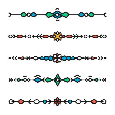 Dekoratif hipster geometrik renkli bölücüler izole