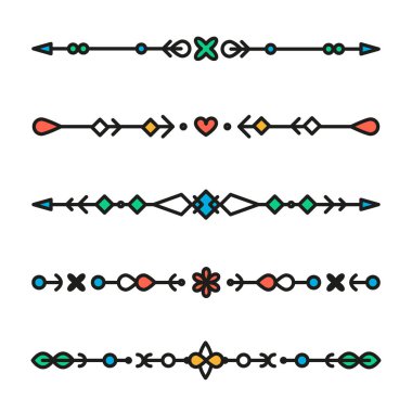İzole renkli çizgi geometrik bölücüler vektör kümesi