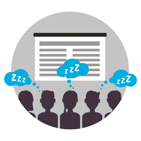 İzleyici, daire basit düz vektör tarzı ile sıkıcı iş sunumu