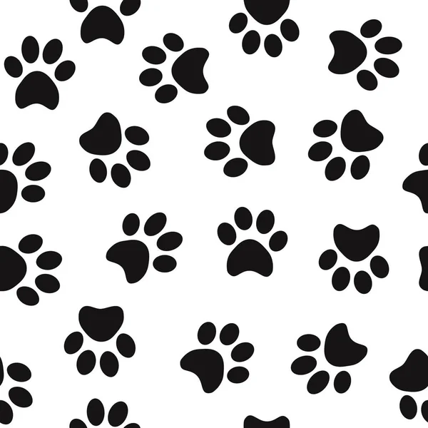 Black animal paw prints seamless pattern vector — Stock Vector