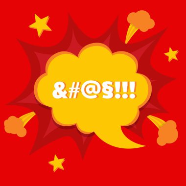 Swear or curse word in bomb bubble, anger concept clipart