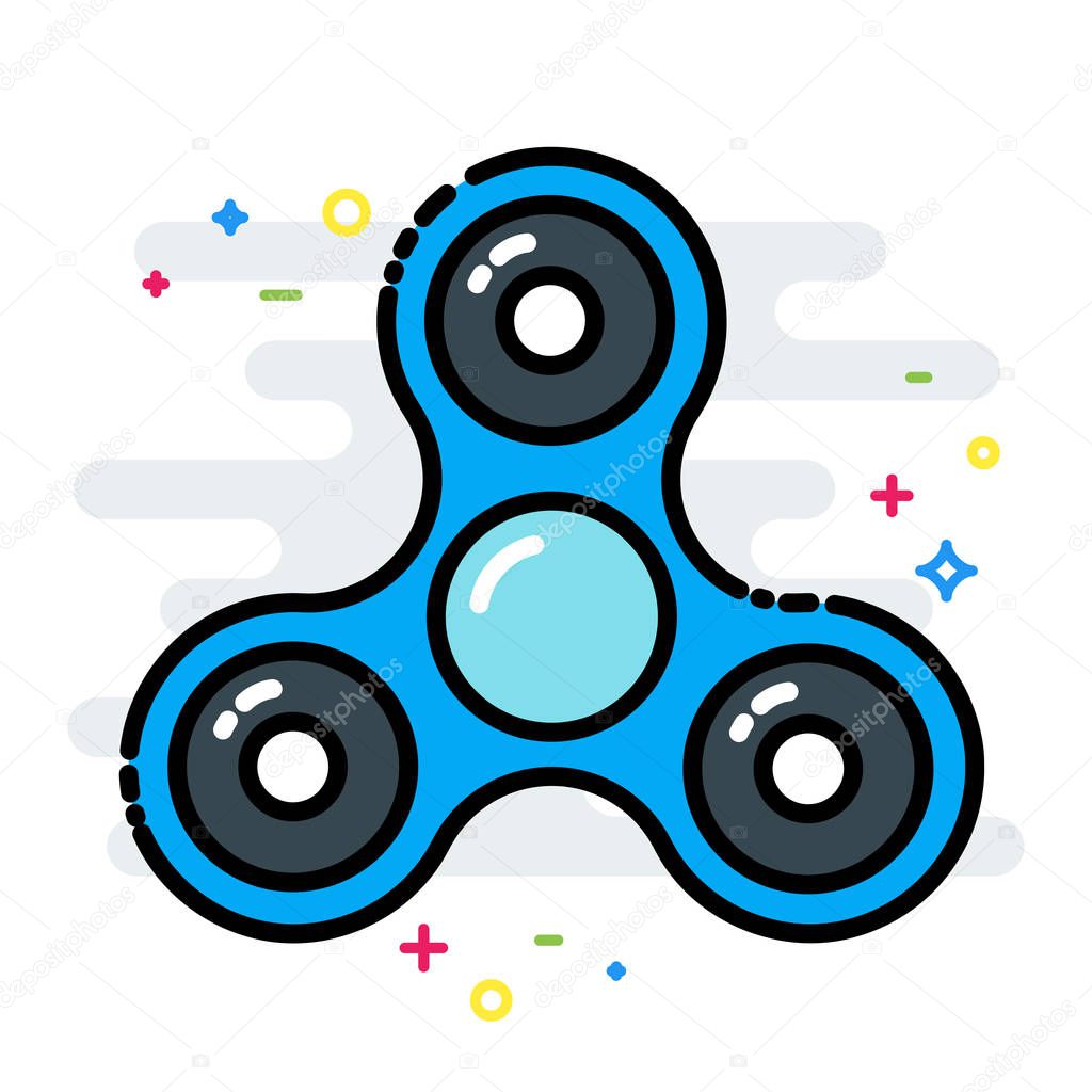 Rotating fidget spinner toy colorful line isolated vector style