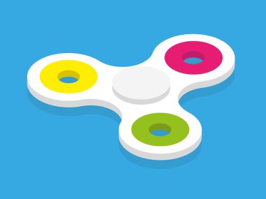 Isometric fidget spinner kid toy colorful and white vector clipart