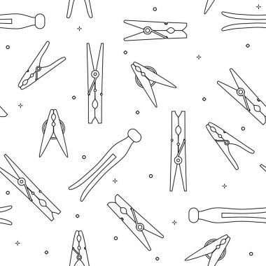 Siyah anahat Çamaşırhane mandal seamless modeli