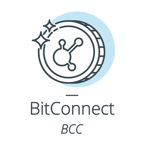 Bitconnect cryptocurrency 硬币线，虚拟货币的图标 — 图库矢量图片