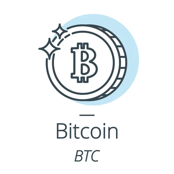 Linha de moeda criptomoeda Bitcoin, ícone da moeda virtual —  Vetores de Stock
