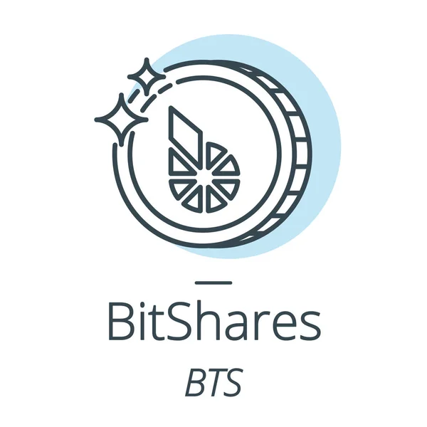 Bitshares cryptocurrency 硬币线，虚拟货币的图标 — 图库矢量图片