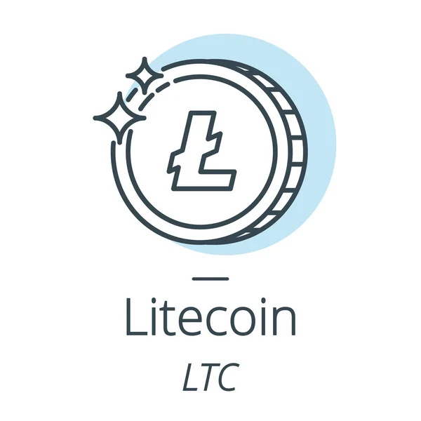 Litecoin cryptocurrency coin line, icon of virtual currency — Stock Vector