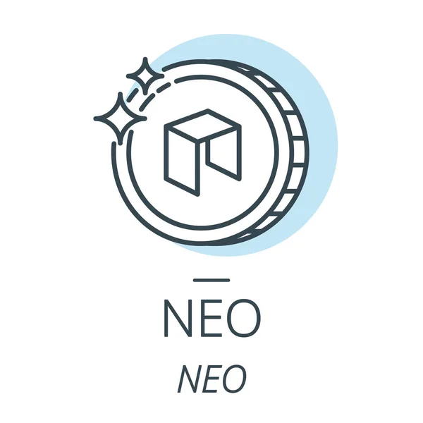 Neo-Kryptowährung Coin Line, Symbol der virtuellen Währung — Stockvektor