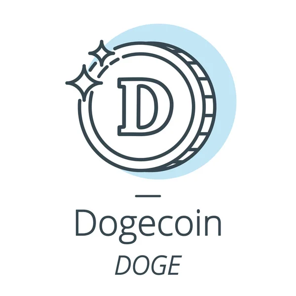 Криптовалютная линейка Dogecoin, символ виртуальной валюты — стоковый вектор