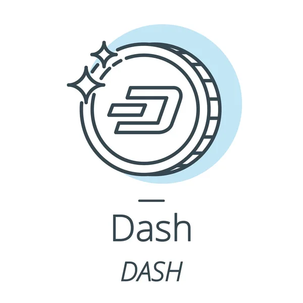 Линия криптовалют Dash, икона виртуальной валюты — стоковый вектор