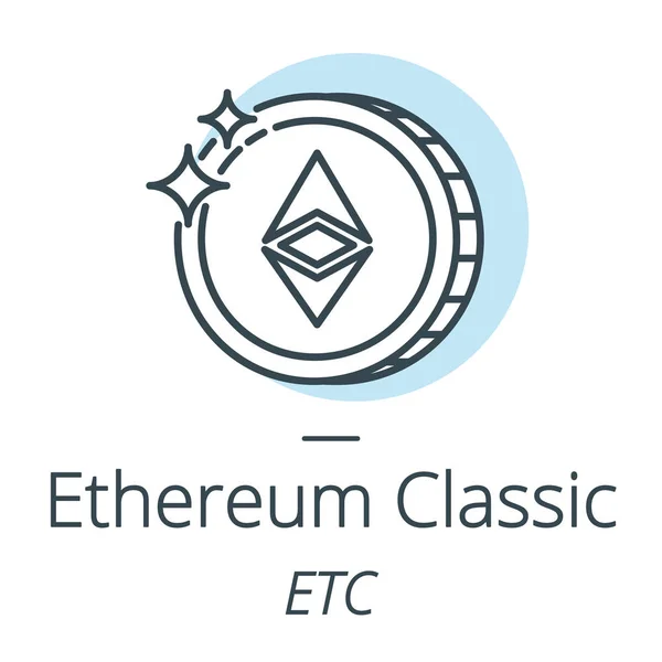 Линия криптовалют Ethereum Classic, икона виртуальной валюты — стоковый вектор