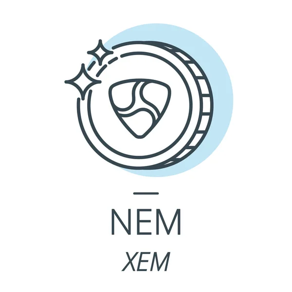 Nem cryptocurrency 硬币线，虚拟货币的图标 — 图库矢量图片