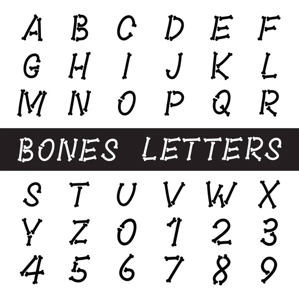 Halloween os alphabet police lettres et chiffres isolés — Image vectorielle