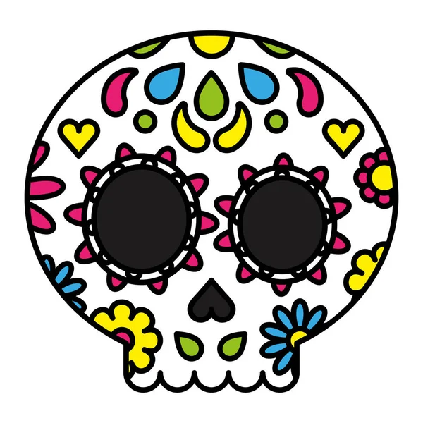 Sugar skull colorful floral day of the dead concept — Stock Vector