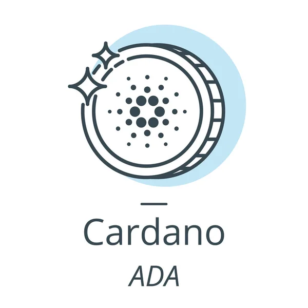 Cardano Kryptowährung Münzlinie, Symbol der virtuellen Währung — Stockvektor