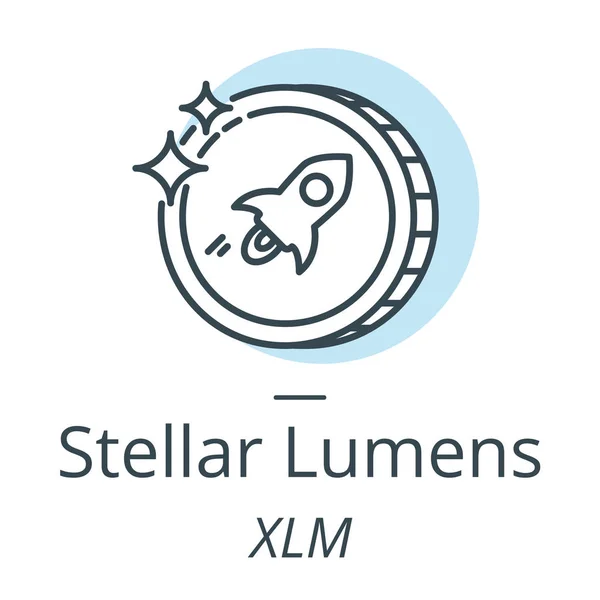 Lumens stellaires crypto-monnaie ligne de monnaie, icône de la monnaie virtuelle — Image vectorielle