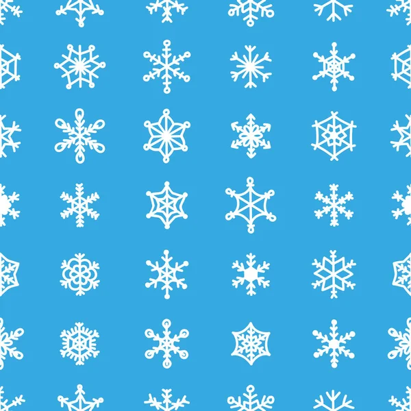 Blå snowflake sömlösa mönster 30 olika typer av prydnadsföremål — Stock vektor