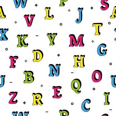 Elle çizilmiş harfler Dikişsiz desen renkli izole doodle