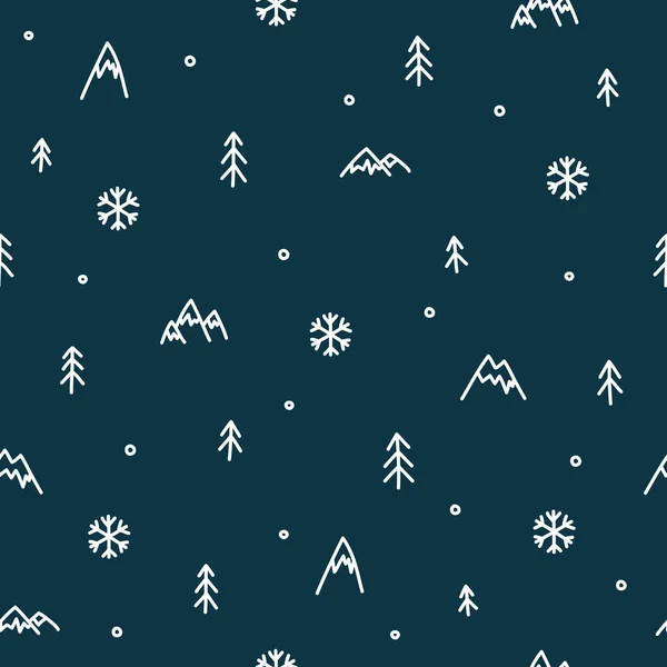 Зимняя гора бесшовный шаблон рождественский снег концепции — стоковый вектор