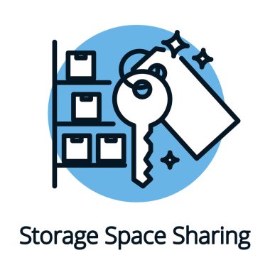 Ekonomi kavramı siyah anahat simgesini paylaşım depolama alanı