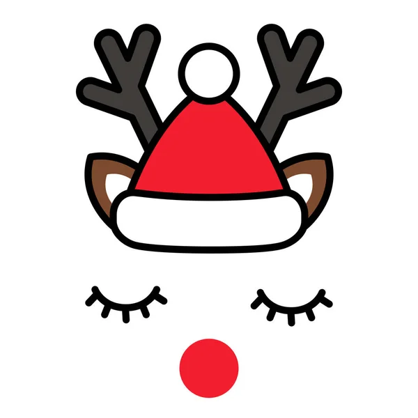 Минималистичный милый рождественский олень в шляпе Санты — стоковый вектор