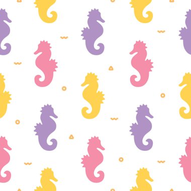 Renkli gökkuşağı pastel deniz atı seamless modeli şirin deniz kavramı