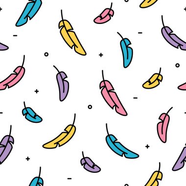 Tüy Dikişsiz desen renkli pastel Anahat Beyaz arka plan ile