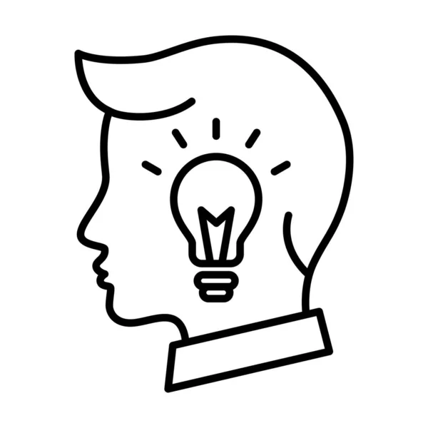 Homme d'affaires tête ampoule icône idée créative Vecteur En Vente