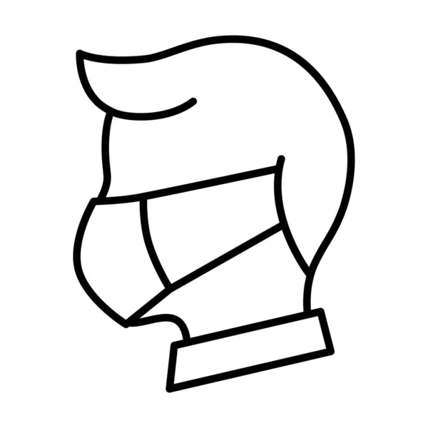Maska medyczna człowiek głowa strona widok liniowy ikona — Wektor stockowy