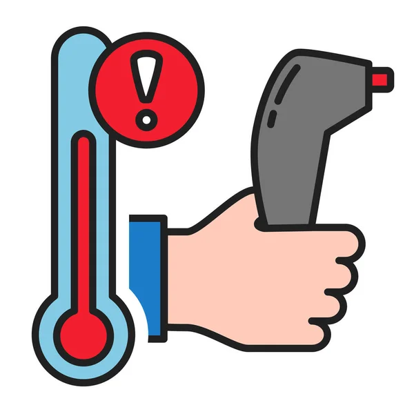 Thermomètre infrarouge frontal icône de la fièvre — Image vectorielle