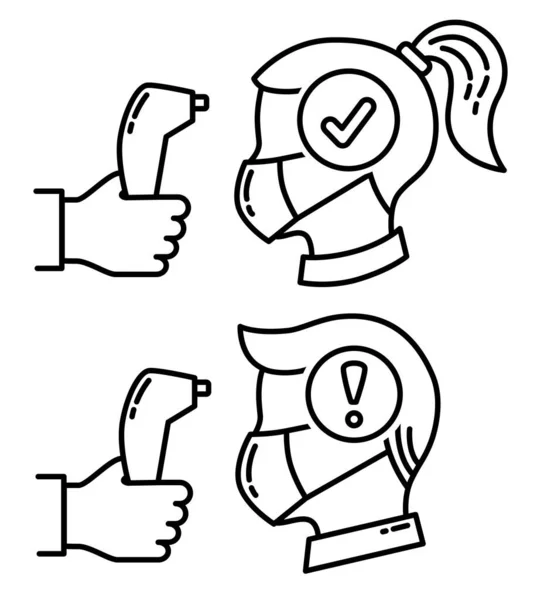 Termometr podczerwieni ludzie głowy widok ikona Ilustracja Stockowa