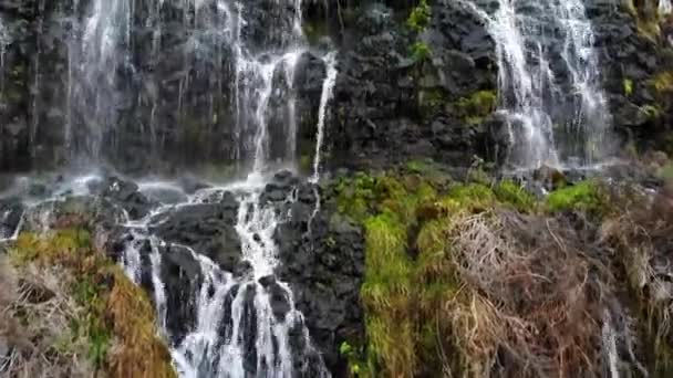 Molti Piccoli Corsi Acqua Formano Diverse Piccole Cascate — Video Stock