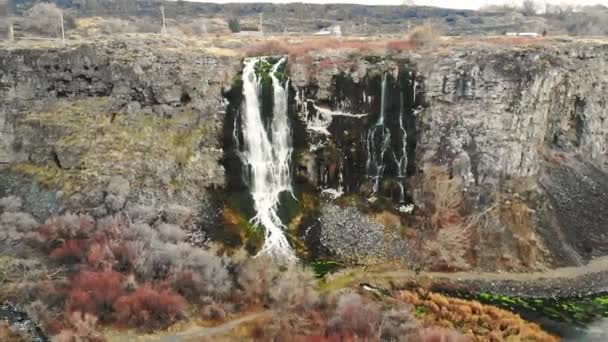 Vista Laterale Una Cascata Enorme Hagerman Valley Idaho — Video Stock