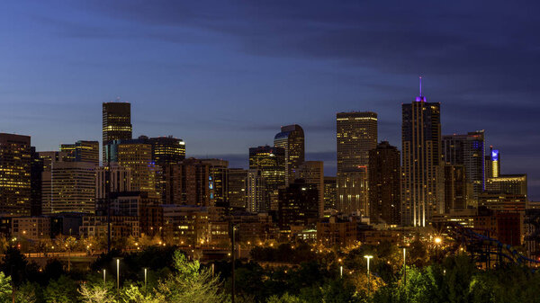 Warm colors and cool sky over Denver