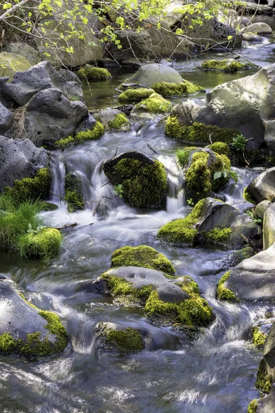 Water flows over rocks in a creek — Stock Photo, Image