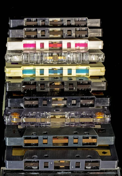 Tape side of old plastic cassette tapes — Stock Photo, Image
