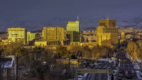 Zachód Słońca Panoramie Boise Idaho — Zdjęcie stockowe