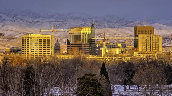 Boise Idaho Sunset Construction Crans — стокове фото